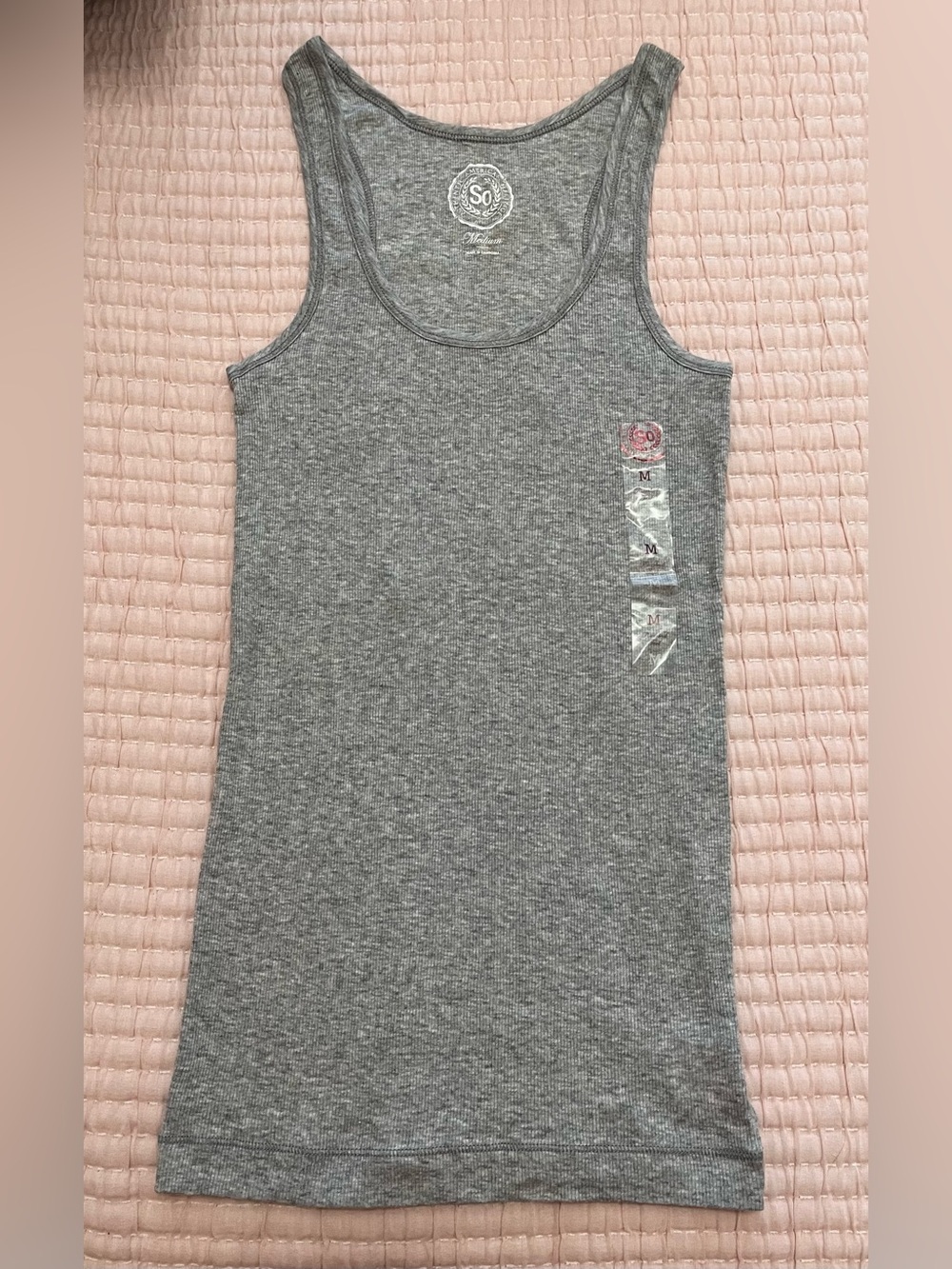 New SO Fitted Tank Top Ribbed Racerback Gray Grey Size Medium